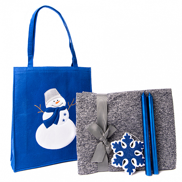 Набор подарочный NEWSPIRIT: сумка, свечи, плед, украшение, синий с логотипом в Екатеринбурге заказать по выгодной цене в кибермаркете AvroraStore