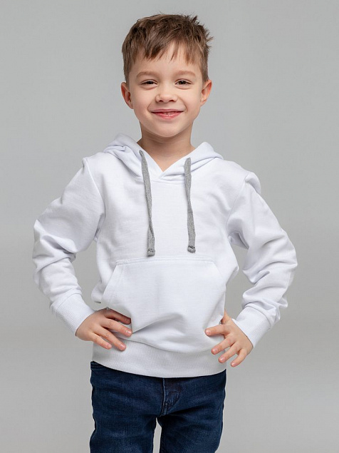 Толстовка с капюшоном детская Kirenga Kids, белая с логотипом в Екатеринбурге заказать по выгодной цене в кибермаркете AvroraStore