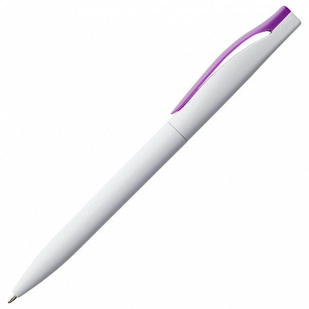 Ручка шариковая Pin, белая с фиолетовым с логотипом в Екатеринбурге заказать по выгодной цене в кибермаркете AvroraStore