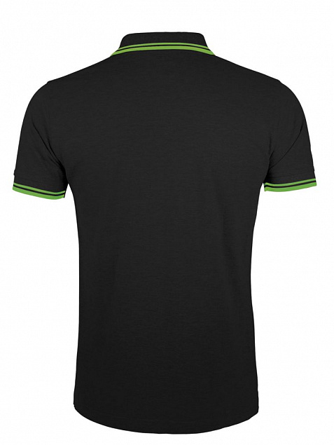 Рубашка поло мужская PASADENA MEN 200 с контрастной отделкой, черная с зеленым с логотипом в Екатеринбурге заказать по выгодной цене в кибермаркете AvroraStore