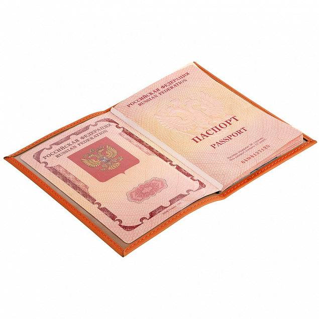 Обложка для паспорта Shall, оранжевая с логотипом в Екатеринбурге заказать по выгодной цене в кибермаркете AvroraStore