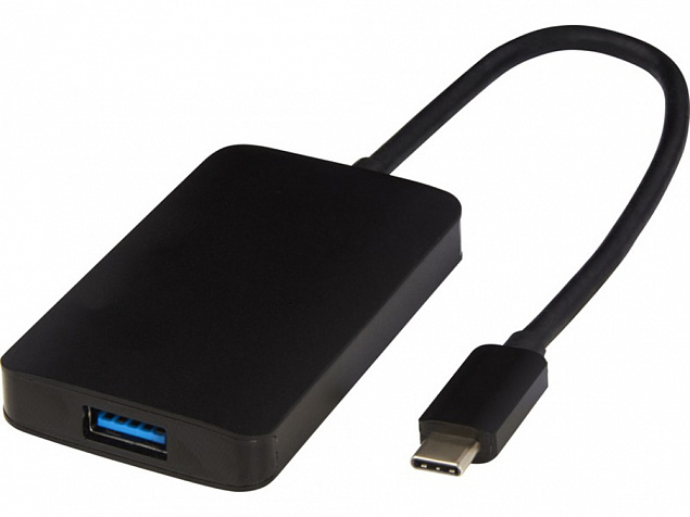 ADAPT Алюминиевый мультимедийный переходник Type-C (USB-A/Type-C/HDMI), черный с логотипом в Екатеринбурге заказать по выгодной цене в кибермаркете AvroraStore