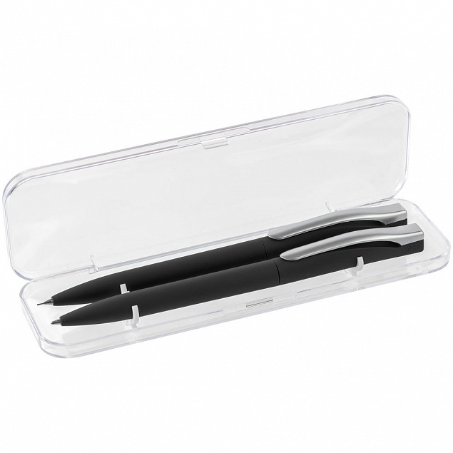Набор Pin Soft Touch: ручка и карандаш, черный с логотипом в Екатеринбурге заказать по выгодной цене в кибермаркете AvroraStore