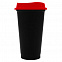 Стакан с крышкой Color Cap Black, черный с красным с логотипом в Екатеринбурге заказать по выгодной цене в кибермаркете AvroraStore