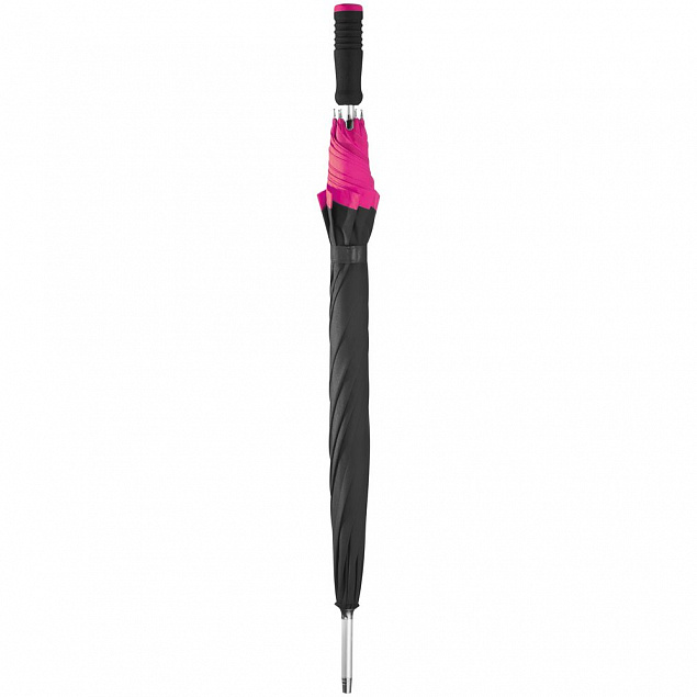 Зонт-трость Highlight, черный с розовым с логотипом в Екатеринбурге заказать по выгодной цене в кибермаркете AvroraStore
