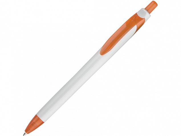 Ручка шариковая Каприз белый/оранжевый с логотипом в Екатеринбурге заказать по выгодной цене в кибермаркете AvroraStore