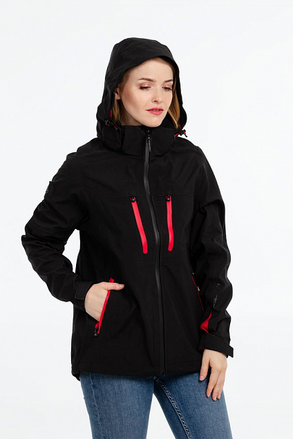 Куртка-трансформер женская Matrix, черная с красным с логотипом в Екатеринбурге заказать по выгодной цене в кибермаркете AvroraStore