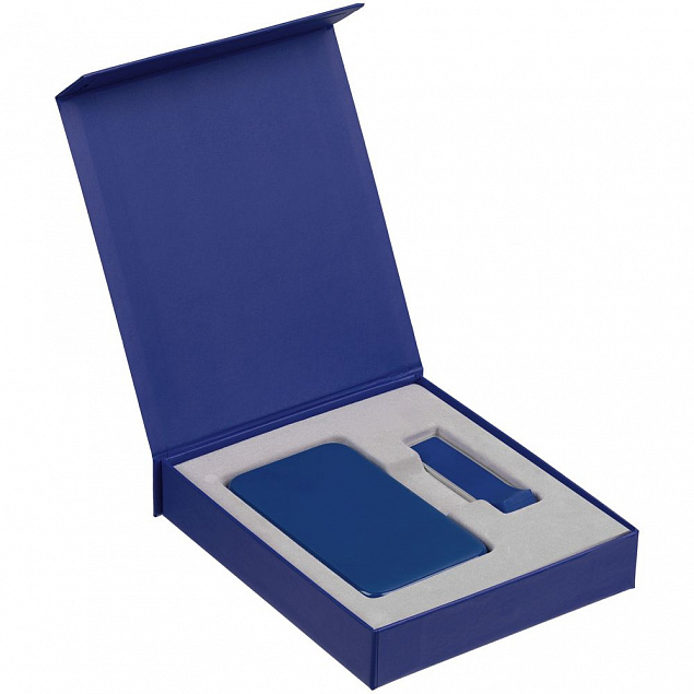 Коробка Latern для аккумулятора 5000 мАч и флешки, синяя с логотипом в Екатеринбурге заказать по выгодной цене в кибермаркете AvroraStore