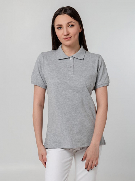 Рубашка поло женская Virma Stretch Lady, серый меланж с логотипом в Екатеринбурге заказать по выгодной цене в кибермаркете AvroraStore
