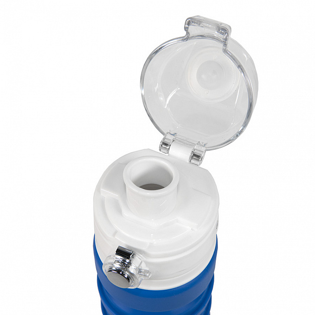 Бутылка для воды складная с карабином SPRING; синяя, 550/250 мл, силикон с логотипом в Екатеринбурге заказать по выгодной цене в кибермаркете AvroraStore