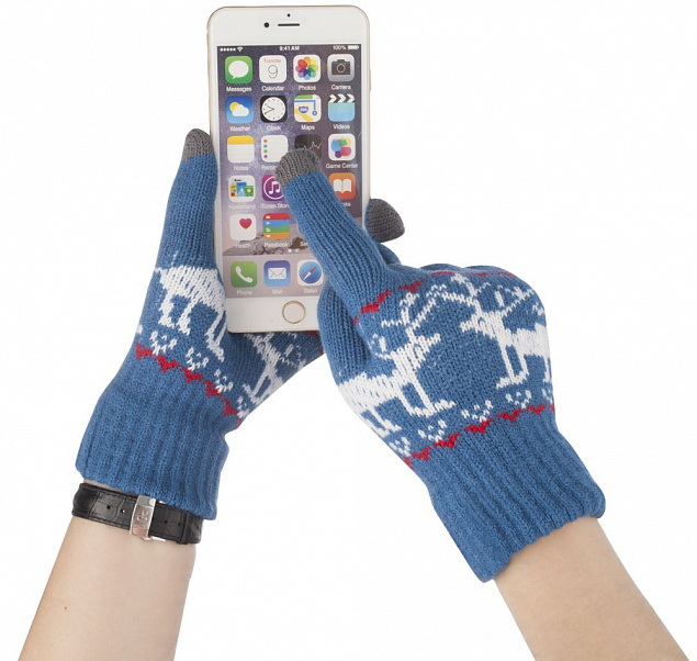 Сенсорные перчатки Raindeer, синие с логотипом в Екатеринбурге заказать по выгодной цене в кибермаркете AvroraStore