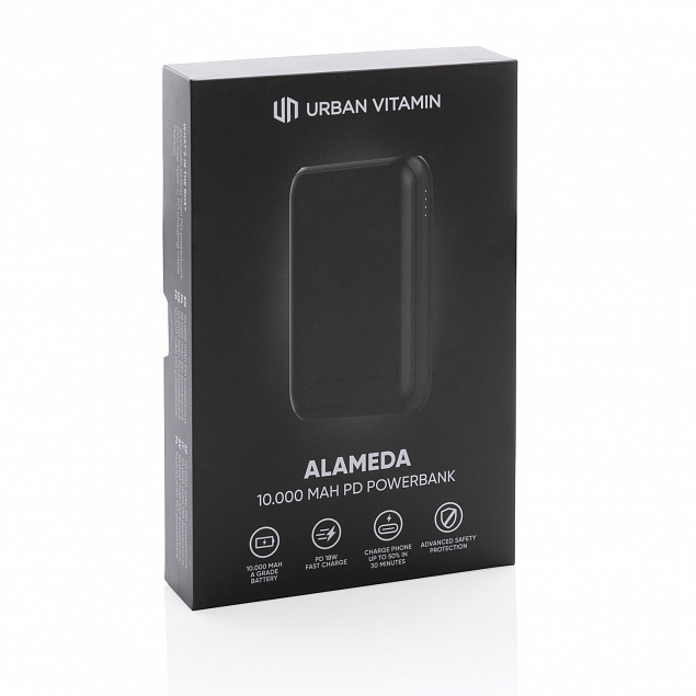 Внешний аккумулятор Urban Vitamin Alameda с быстрой зарядкой PD, 18 Вт, 10000 мАч с логотипом в Екатеринбурге заказать по выгодной цене в кибермаркете AvroraStore