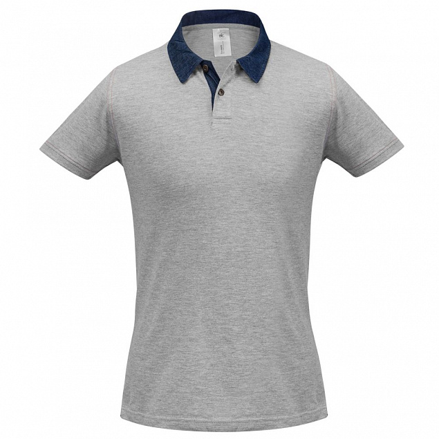 Рубашка поло мужская DNM Forward серый меланж/синий джинс с логотипом в Екатеринбурге заказать по выгодной цене в кибермаркете AvroraStore