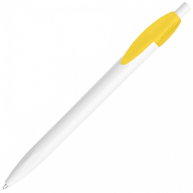 Ручка шариковая X-1 WHITE, белый/желтый непрозрачный клип, пластик с логотипом в Екатеринбурге заказать по выгодной цене в кибермаркете AvroraStore