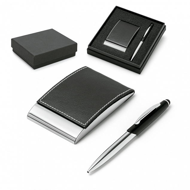 Письменный набор Dallas, ручка и ручка-роллер, серебристый с логотипом в Екатеринбурге заказать по выгодной цене в кибермаркете AvroraStore