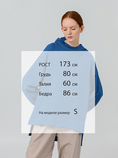 Худи Vozduh, синее с логотипом в Екатеринбурге заказать по выгодной цене в кибермаркете AvroraStore