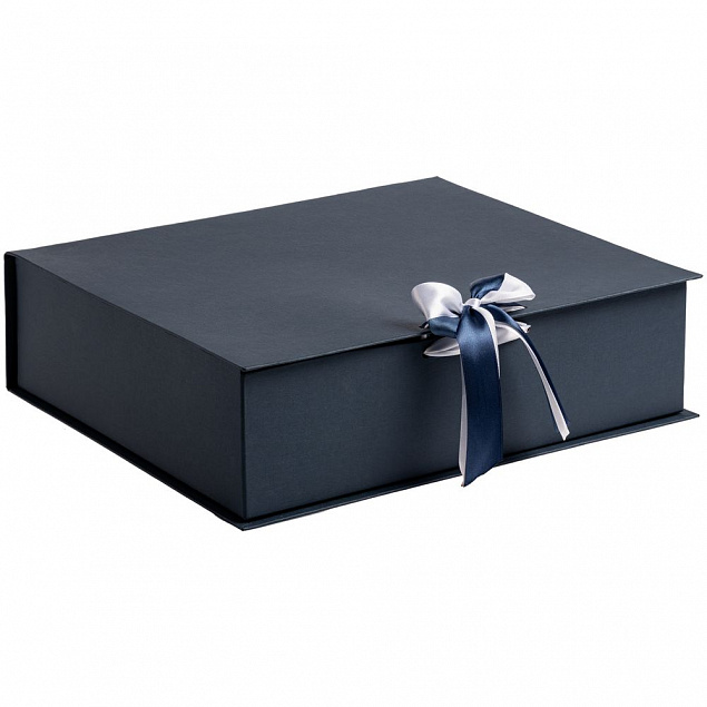 Коробка на лентах Tie Up, синяя с логотипом в Екатеринбурге заказать по выгодной цене в кибермаркете AvroraStore
