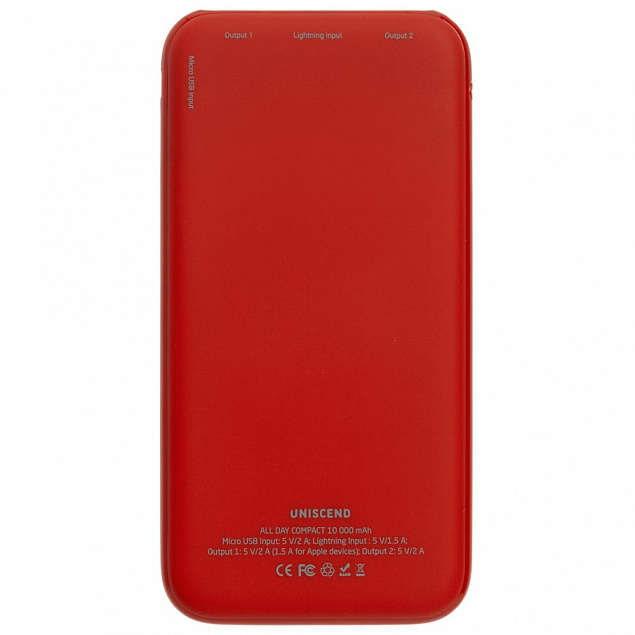 Внешний аккумулятор Uniscend All Day Compact 10 000 мАч, красный с логотипом в Екатеринбурге заказать по выгодной цене в кибермаркете AvroraStore