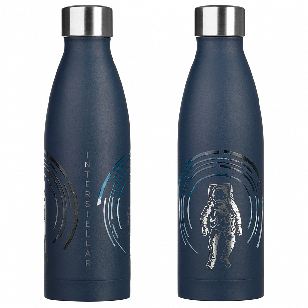 Термобутылка вакуумная герметичная, Fresco, 500 ml, синяя с логотипом в Екатеринбурге заказать по выгодной цене в кибермаркете AvroraStore