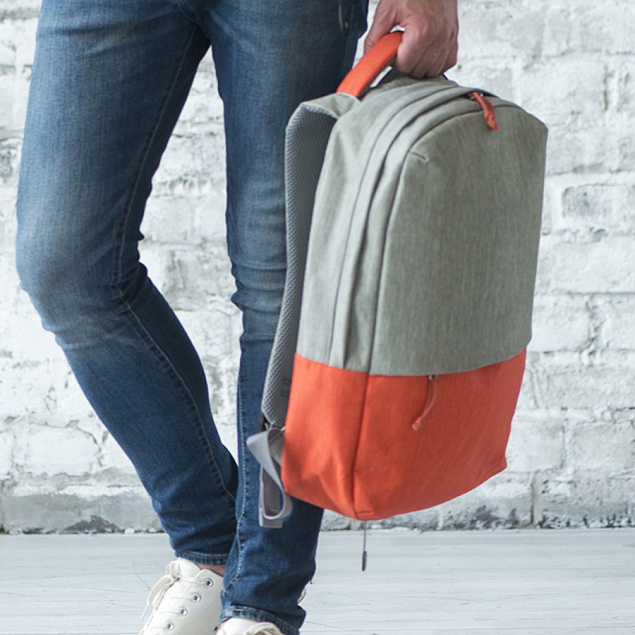 Рюкзак "Beam", серый/синий, 44х30х10 см, полиамид с логотипом в Екатеринбурге заказать по выгодной цене в кибермаркете AvroraStore