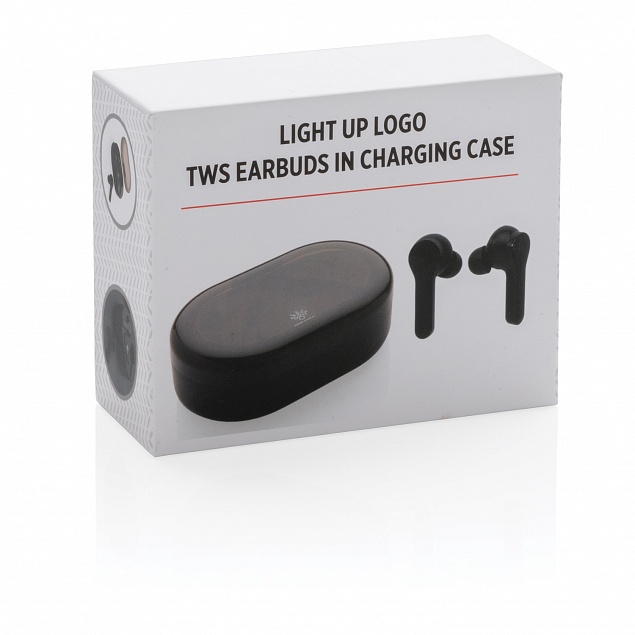 Беспроводные наушники с чехлом для зарядки Light up TWS с логотипом в Екатеринбурге заказать по выгодной цене в кибермаркете AvroraStore