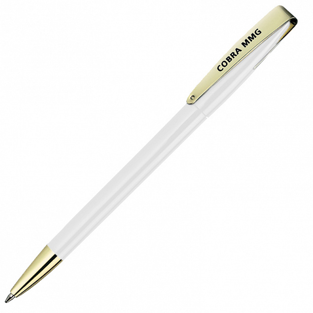 Ручка шариковая COBRA MMG, белый/золотистый с логотипом в Екатеринбурге заказать по выгодной цене в кибермаркете AvroraStore