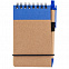 Блокнот на кольцах Eco Note с ручкой, синий с логотипом в Екатеринбурге заказать по выгодной цене в кибермаркете AvroraStore