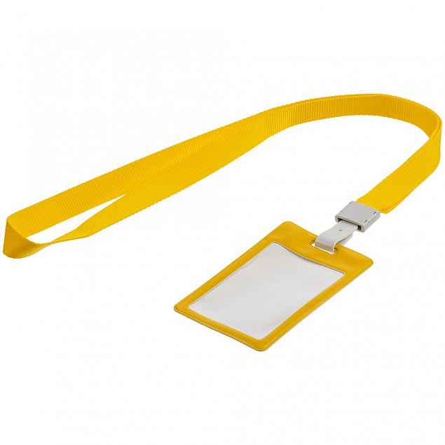 Карман для бейджа с лентой Staff, желтый с логотипом в Екатеринбурге заказать по выгодной цене в кибермаркете AvroraStore