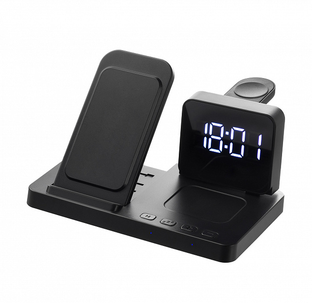 Настольные часы 4в1 с беспроводной зарядкой 15W, Magnum с логотипом в Екатеринбурге заказать по выгодной цене в кибермаркете AvroraStore