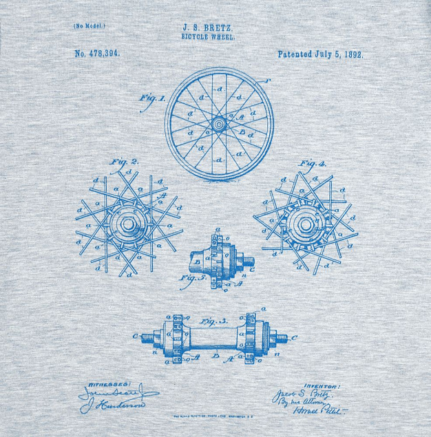 Футболка приталенная Old Patents. Wheel, голубой меланж с логотипом в Екатеринбурге заказать по выгодной цене в кибермаркете AvroraStore