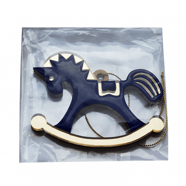 Ёлочная игрушка Лошадка (синий) с логотипом в Екатеринбурге заказать по выгодной цене в кибермаркете AvroraStore