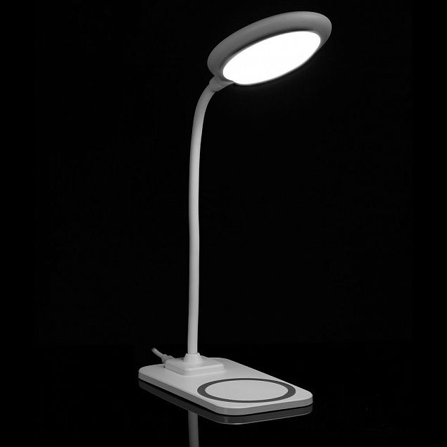 Настольная лампа с беспроводной зарядкой Modicum, белая с логотипом в Екатеринбурге заказать по выгодной цене в кибермаркете AvroraStore