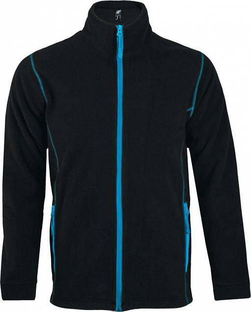 Куртка мужская NOVA MEN 200, черная с ярко-голубым с логотипом в Екатеринбурге заказать по выгодной цене в кибермаркете AvroraStore