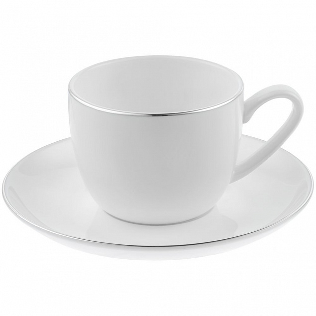 Кофейная пара Mansion Select, белая с серебристой отводкой с логотипом в Екатеринбурге заказать по выгодной цене в кибермаркете AvroraStore