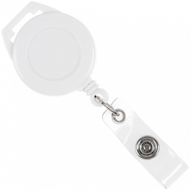 Ретрактор Attach с ушком для ленты ver.2, белый с логотипом в Екатеринбурге заказать по выгодной цене в кибермаркете AvroraStore