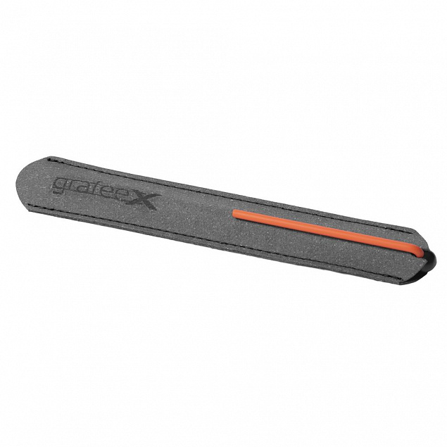 Шариковая ручка GrafeeX в чехле, черная с оранжевым с логотипом в Екатеринбурге заказать по выгодной цене в кибермаркете AvroraStore