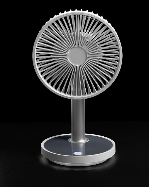 Настольный беспроводной вентилятор с подсветкой inBreeze, белый c серым с логотипом в Екатеринбурге заказать по выгодной цене в кибермаркете AvroraStore