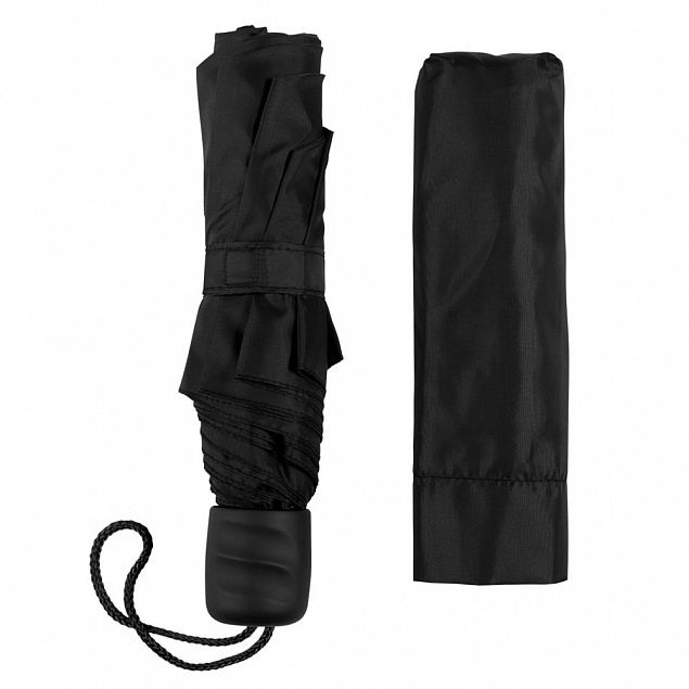 Зонт складной Basic, черный с логотипом в Екатеринбурге заказать по выгодной цене в кибермаркете AvroraStore