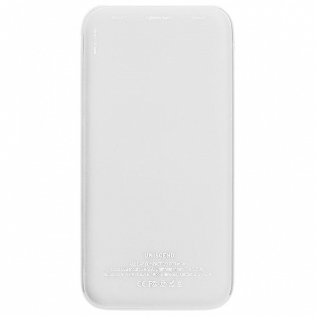 Внешний аккумулятор Uniscend All Day Compact 10 000 мAч, белый с логотипом в Екатеринбурге заказать по выгодной цене в кибермаркете AvroraStore