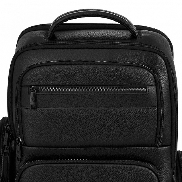 Кожаный рюкзак для ноутбука Santiago, черный с логотипом в Екатеринбурге заказать по выгодной цене в кибермаркете AvroraStore