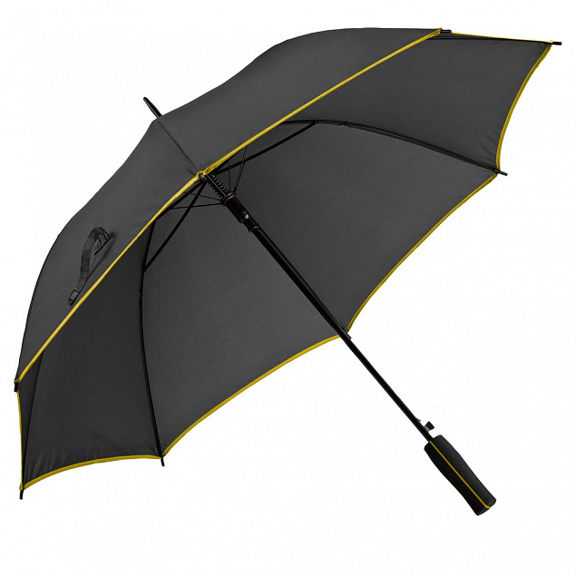 Зонт-трость Jenna, черный с желтым с логотипом в Екатеринбурге заказать по выгодной цене в кибермаркете AvroraStore