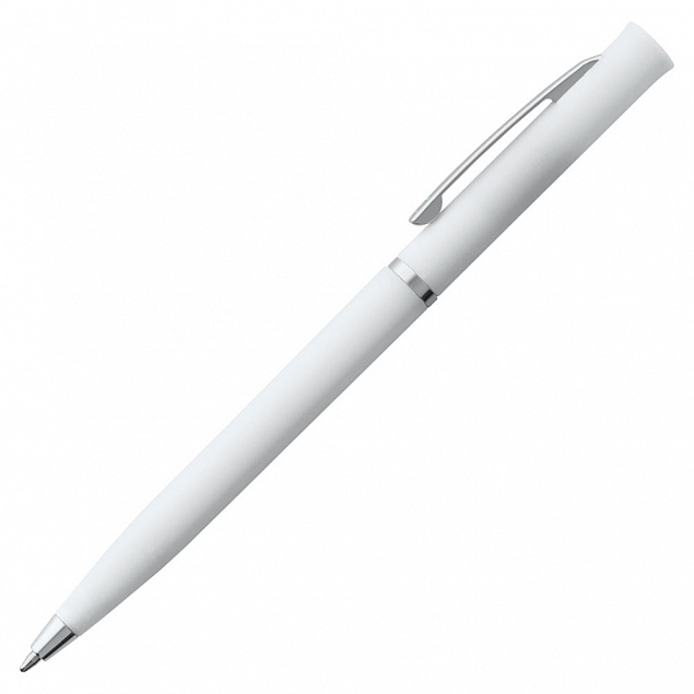 Ручка шариковая Euro Chrome, белая с логотипом в Екатеринбурге заказать по выгодной цене в кибермаркете AvroraStore