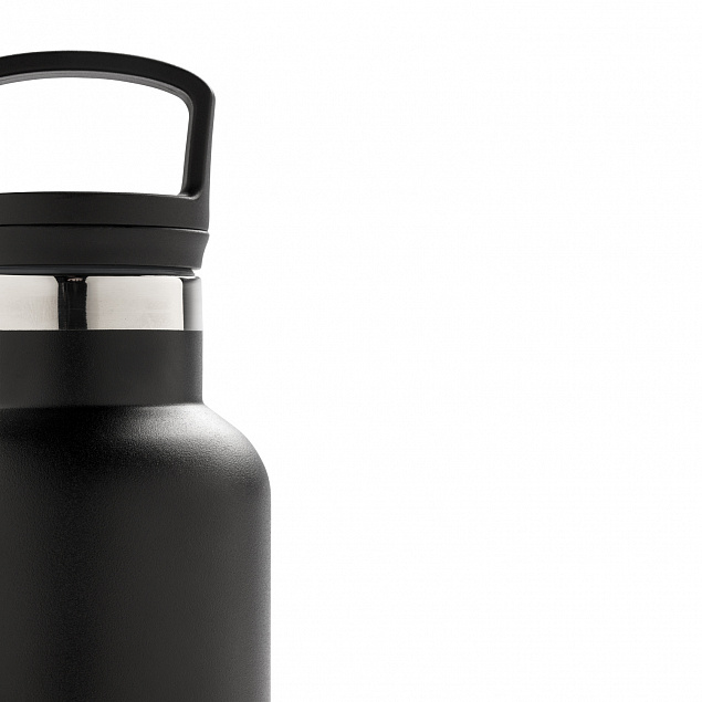 Герметичная вакуумная бутылка, черная с логотипом в Екатеринбурге заказать по выгодной цене в кибермаркете AvroraStore