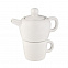Набор чайный "Вавилон": чайник с чашкой, белый с логотипом в Екатеринбурге заказать по выгодной цене в кибермаркете AvroraStore