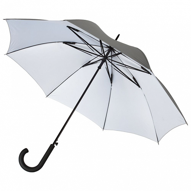 Зонт-трость Unit Wind, серебристый с логотипом в Екатеринбурге заказать по выгодной цене в кибермаркете AvroraStore