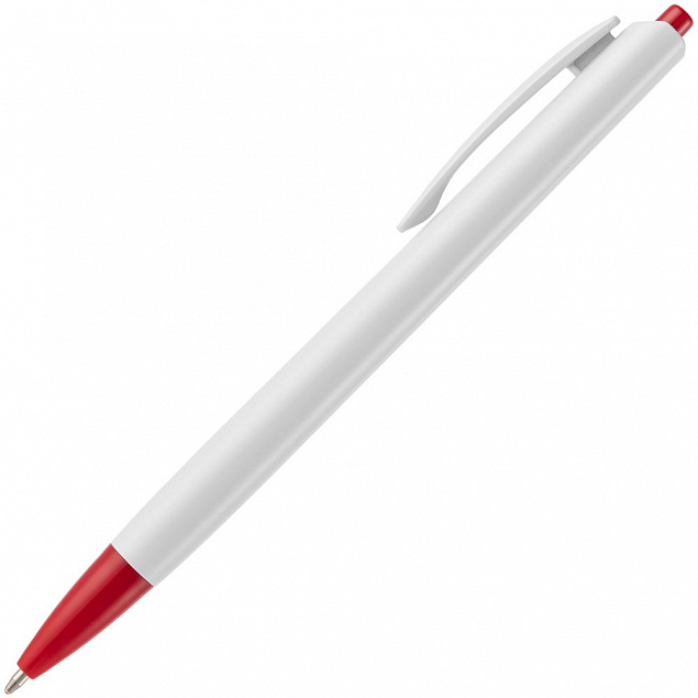 Ручка шариковая Tick, белая с красным с логотипом в Екатеринбурге заказать по выгодной цене в кибермаркете AvroraStore