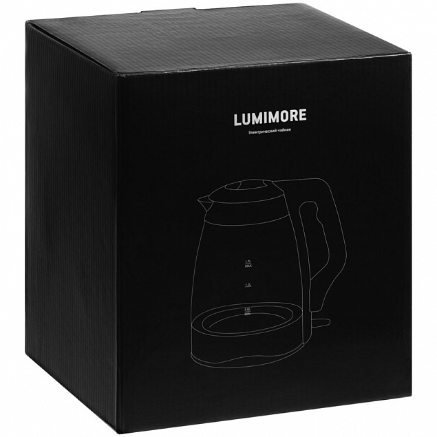 Электрический чайник Lumimore, стеклянный, серебристо-черный с логотипом в Екатеринбурге заказать по выгодной цене в кибермаркете AvroraStore