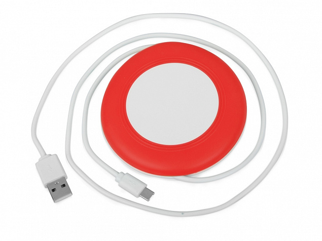 Беспроводное зарядное устройство Disc со встроенным кабелем 2 в 1 с логотипом в Екатеринбурге заказать по выгодной цене в кибермаркете AvroraStore