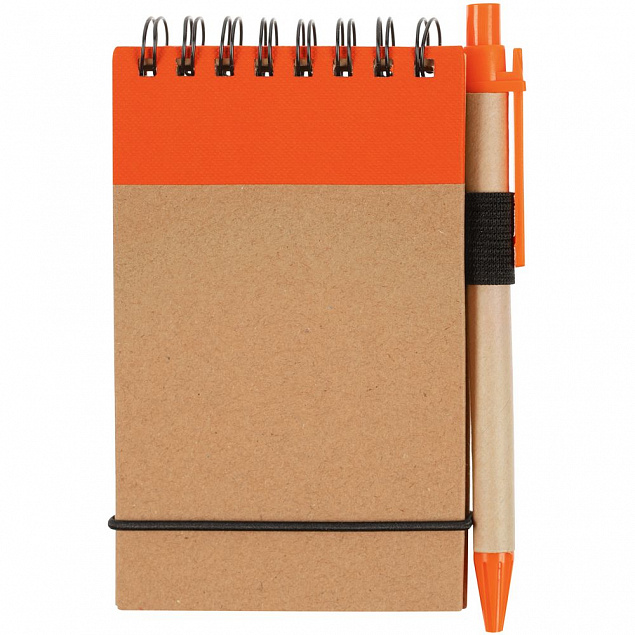 Блокнот на кольцах Eco Note с ручкой, темно-оранжевый с логотипом в Екатеринбурге заказать по выгодной цене в кибермаркете AvroraStore