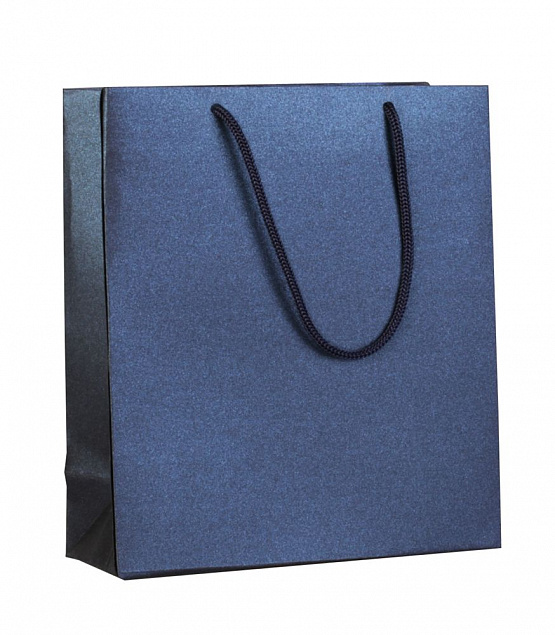 Пакет бумажный «Блеск», малый, синий с логотипом в Екатеринбурге заказать по выгодной цене в кибермаркете AvroraStore